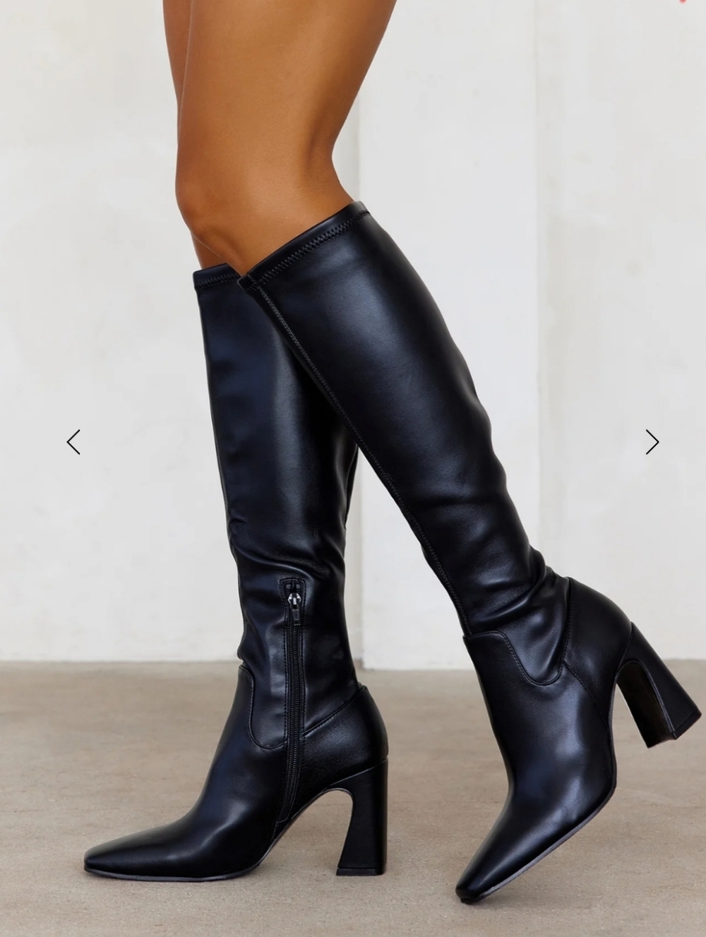 Steve Madden LaMarca Black Faux Leather Knee Block Heel Boots New In Box Size 6